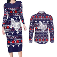 Merry Christmas Y'all Couples Matching Long Sleeve Bodycon Dress and Long Sleeve Button Shirt Xmas Holiday Patterns - Wonder Print Shop