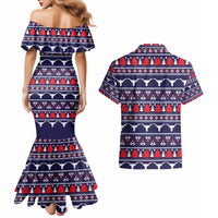 Merry Christmas Y'all Couples Matching Mermaid Dress and Hawaiian Shirt Xmas Holiday Patterns - Wonder Print Shop