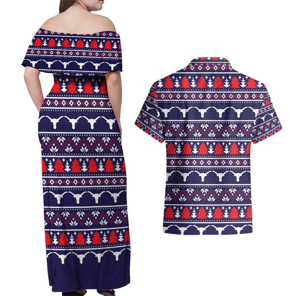 Merry Christmas Y'all Couples Matching Off Shoulder Maxi Dress and Hawaiian Shirt Xmas Holiday Patterns - Wonder Print Shop