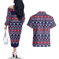 Merry Christmas Y'all Couples Matching Off The Shoulder Long Sleeve Dress and Hawaiian Shirt Xmas Holiday Patterns - Wonder Print Shop