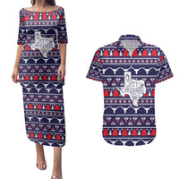 Merry Christmas Y'all Couples Matching Puletasi and Hawaiian Shirt Xmas Holiday Patterns - Wonder Print Shop
