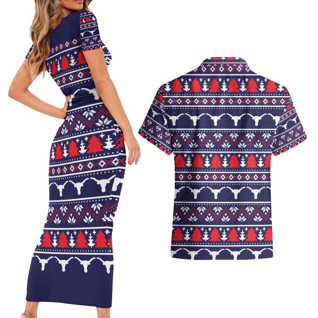 Merry Christmas Y'all Couples Matching Short Sleeve Bodycon Dress and Hawaiian Shirt Xmas Holiday Patterns - Wonder Print Shop