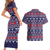 Merry Christmas Y'all Couples Matching Short Sleeve Bodycon Dress and Hawaiian Shirt Xmas Holiday Patterns - Wonder Print Shop