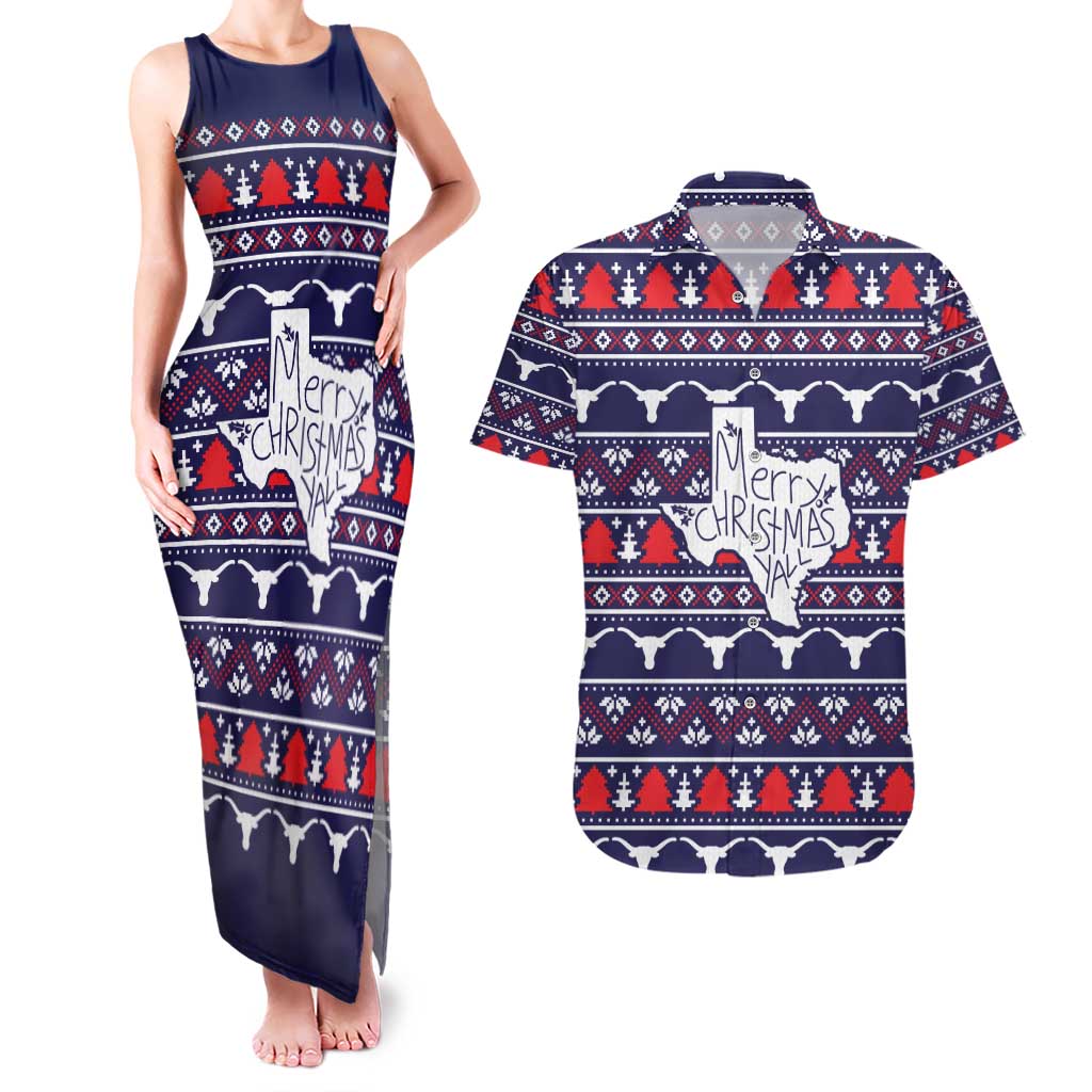 Merry Christmas Y'all Couples Matching Tank Maxi Dress and Hawaiian Shirt Xmas Holiday Patterns - Wonder Print Shop