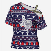 Merry Christmas Y'all Cross Shoulder Shirt Xmas Holiday Patterns - Wonder Print Shop