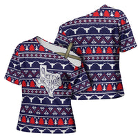 Merry Christmas Y'all Cross Shoulder Shirt Xmas Holiday Patterns - Wonder Print Shop