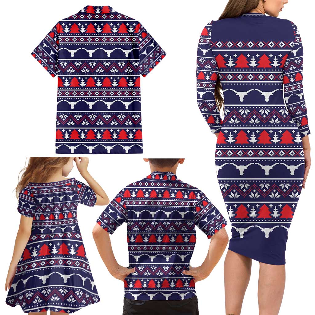 Merry Christmas Y'all Family Matching Long Sleeve Bodycon Dress and Hawaiian Shirt Xmas Holiday Patterns - Wonder Print Shop