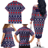 Merry Christmas Y'all Family Matching Off The Shoulder Long Sleeve Dress and Hawaiian Shirt Xmas Holiday Patterns - Wonder Print Shop