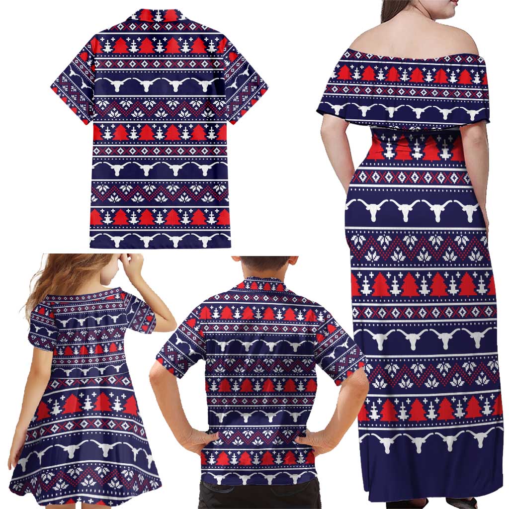 Merry Christmas Y'all Family Matching Off Shoulder Maxi Dress and Hawaiian Shirt Xmas Holiday Patterns - Wonder Print Shop