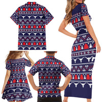 Merry Christmas Y'all Family Matching Short Sleeve Bodycon Dress and Hawaiian Shirt Xmas Holiday Patterns - Wonder Print Shop