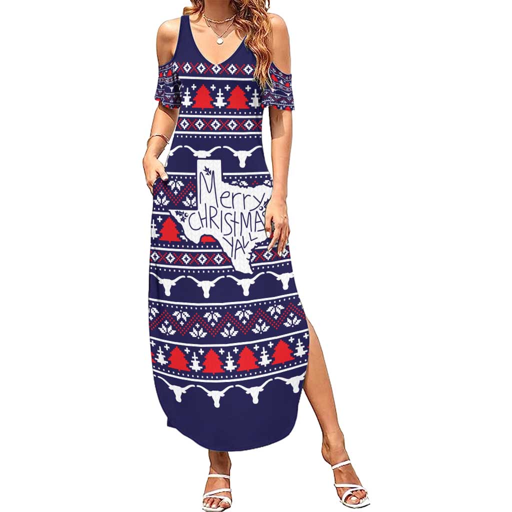 Merry Christmas Y'all Family Matching Summer Maxi Dress and Hawaiian Shirt Xmas Holiday Patterns - Wonder Print Shop