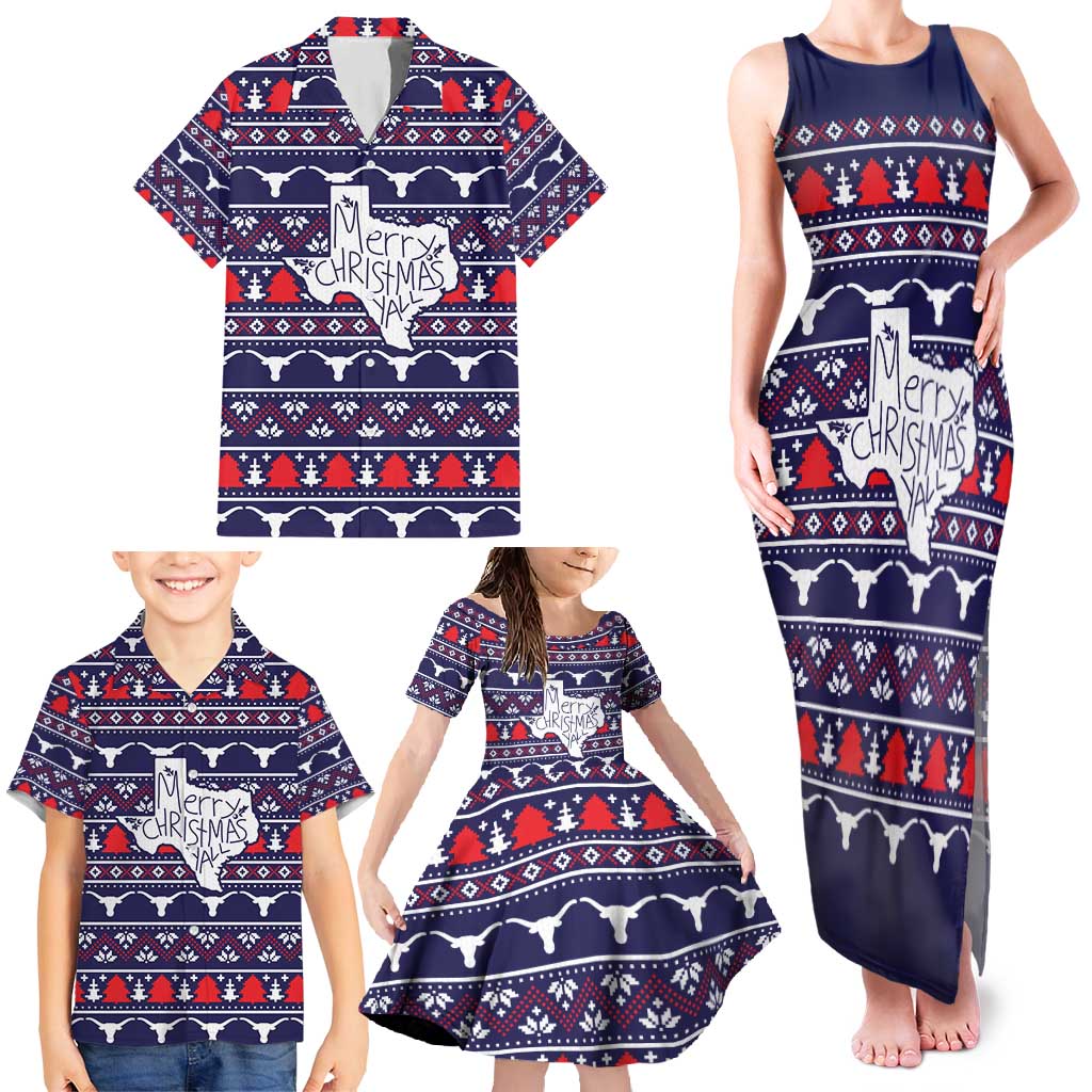 Merry Christmas Y'all Family Matching Tank Maxi Dress and Hawaiian Shirt Xmas Holiday Patterns - Wonder Print Shop
