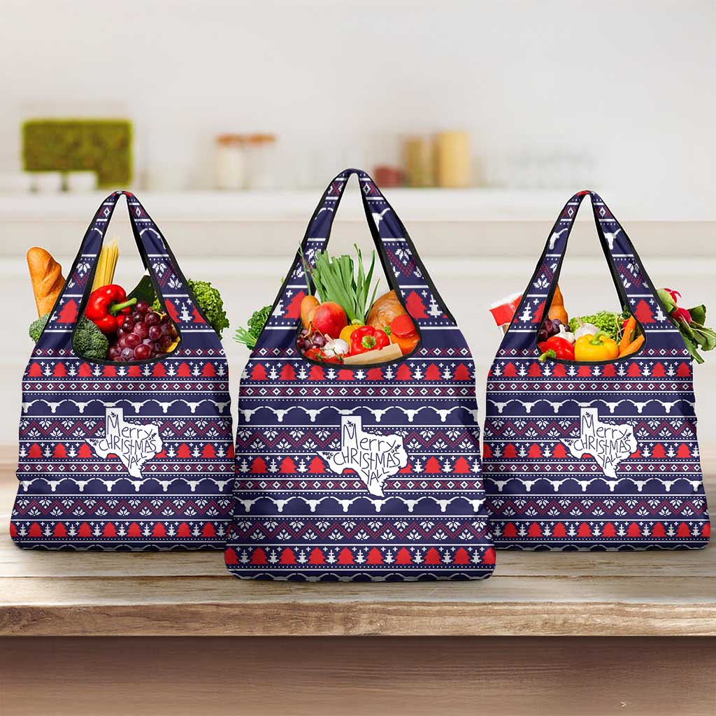 Merry Christmas Y'all Grocery Bag Xmas Holiday Patterns - Wonder Print Shop