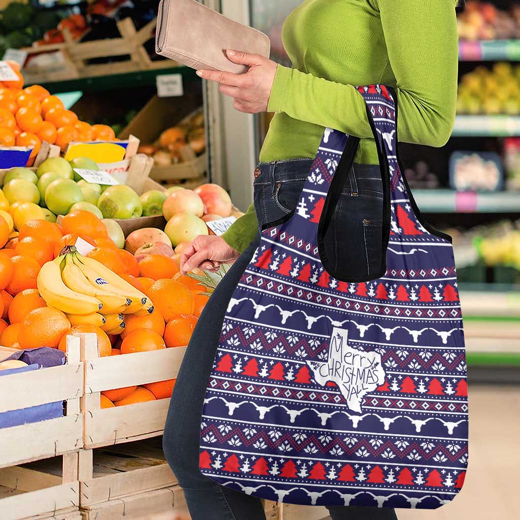 Merry Christmas Y'all Grocery Bag Xmas Holiday Patterns - Wonder Print Shop