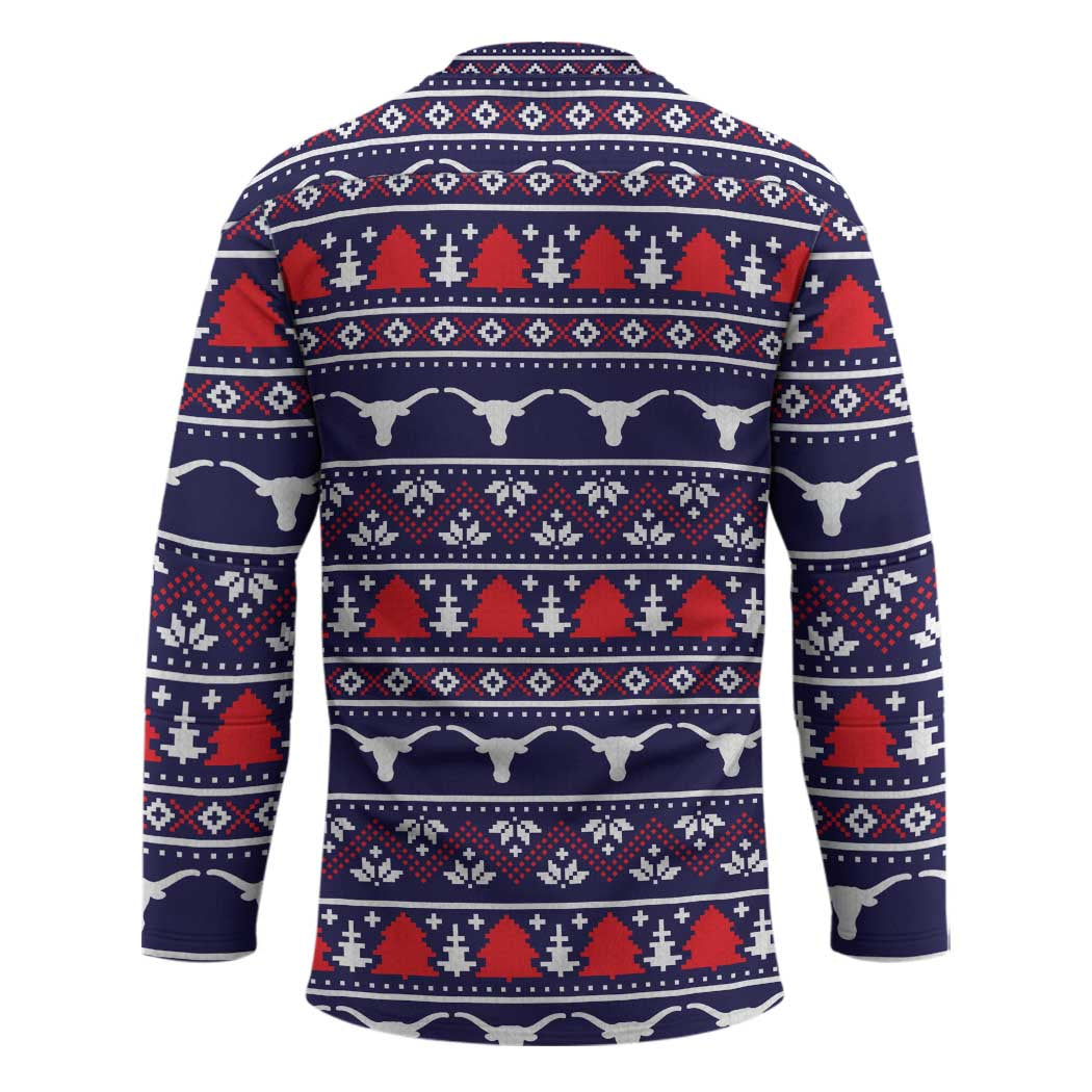 Merry Christmas Y'all Hockey Jersey Xmas Holiday Patterns - Wonder Print Shop