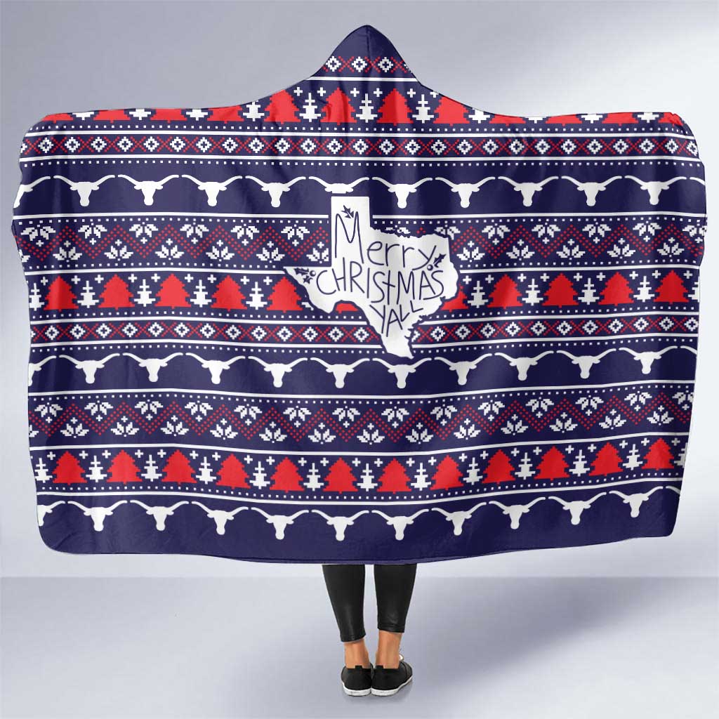 Merry Christmas Y'all Hooded Blanket Xmas Holiday Patterns - Wonder Print Shop