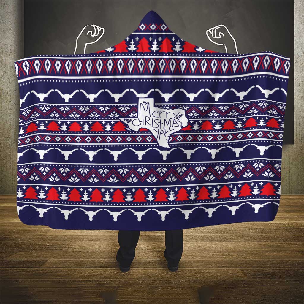 Merry Christmas Y'all Hooded Blanket Xmas Holiday Patterns - Wonder Print Shop