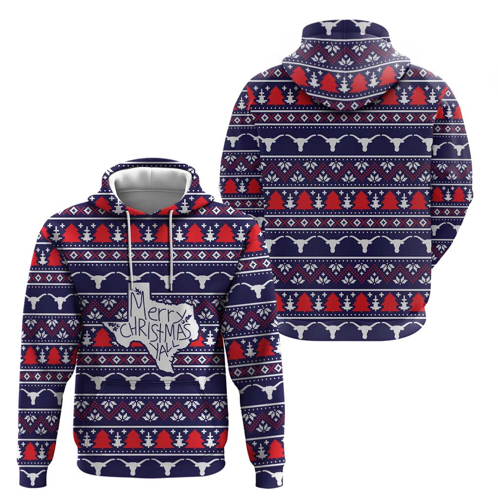 Merry Christmas Y'all Hoodie Xmas Holiday Patterns - Wonder Print Shop