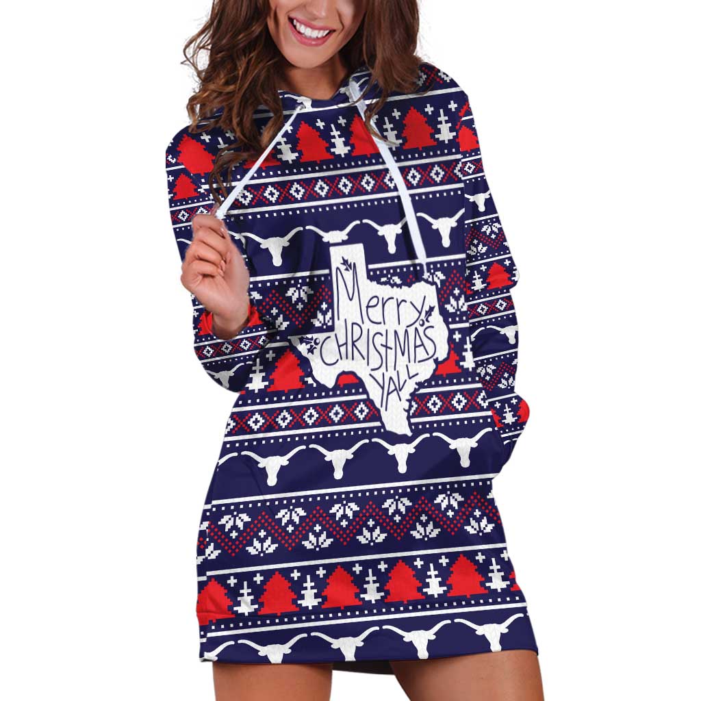 Merry Christmas Y'all Hoodie Dress Xmas Holiday Patterns - Wonder Print Shop