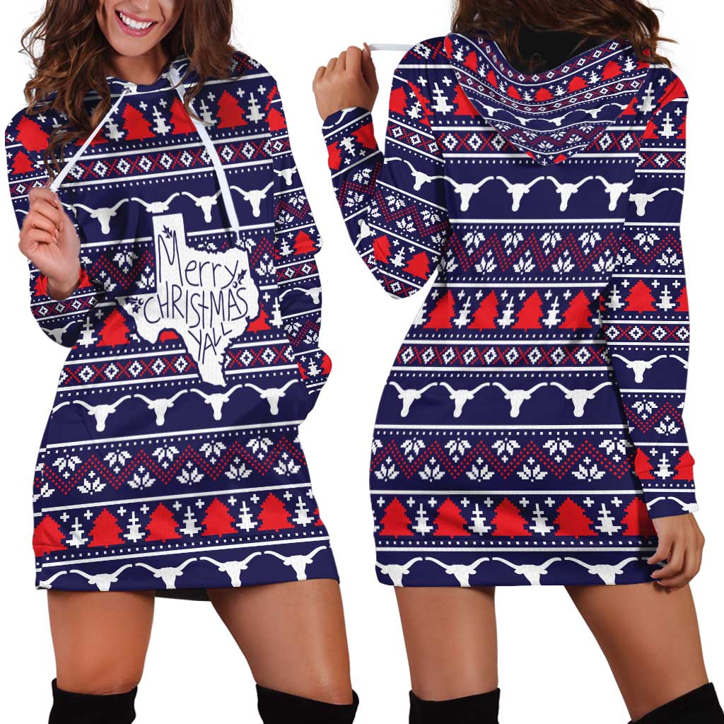 Merry Christmas Y'all Hoodie Dress Xmas Holiday Patterns - Wonder Print Shop