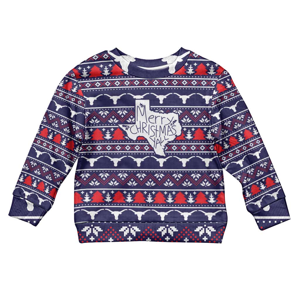 Merry Christmas Y'all Kid Ugly Christmas Sweater Xmas Holiday Patterns - Wonder Print Shop