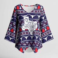 Merry Christmas Y'all Kimono Sleeve Blouse Xmas Holiday Patterns - Wonder Print Shop