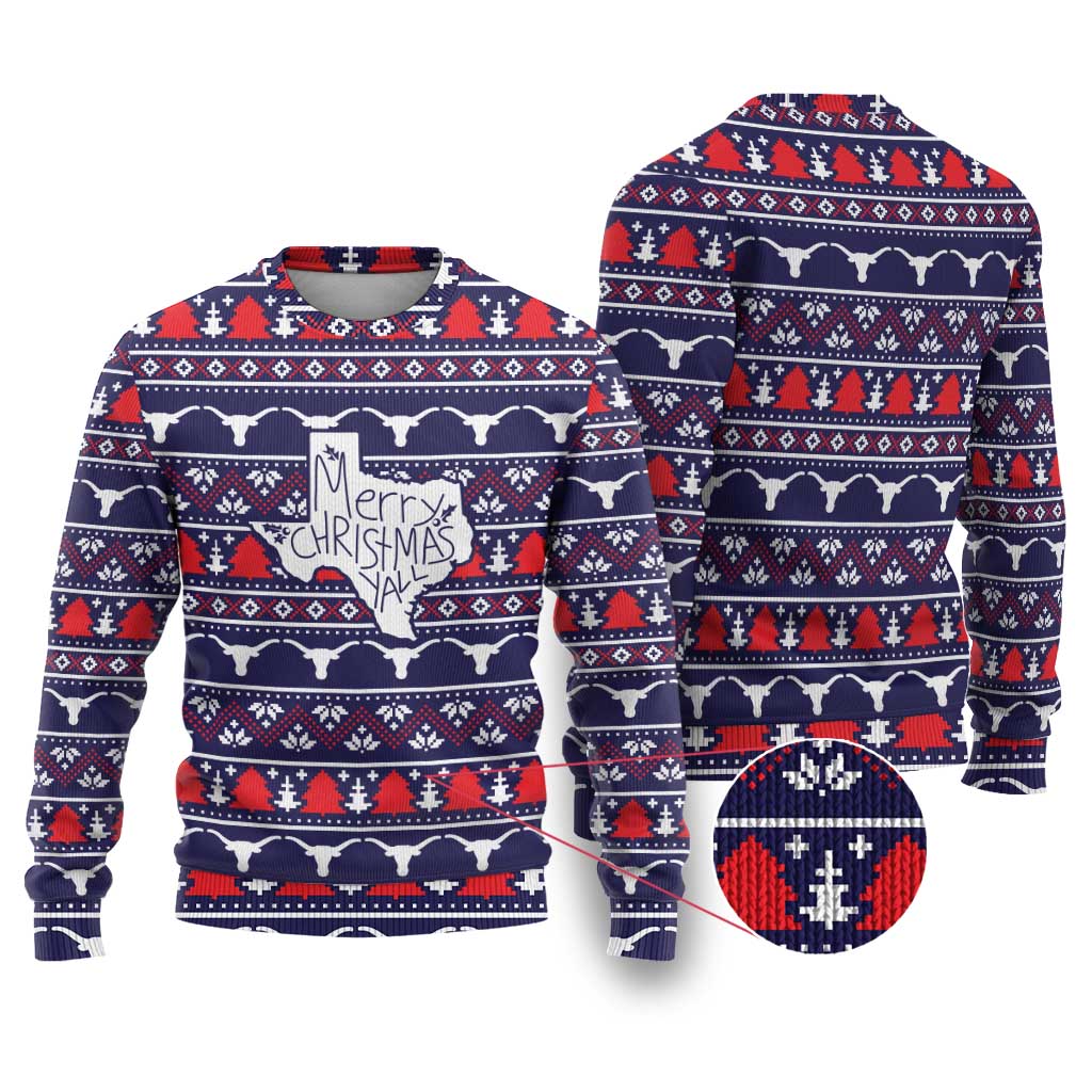 Merry Christmas Y'all Ugly Christmas Sweater Xmas Holiday Patterns - Wonder Print Shop