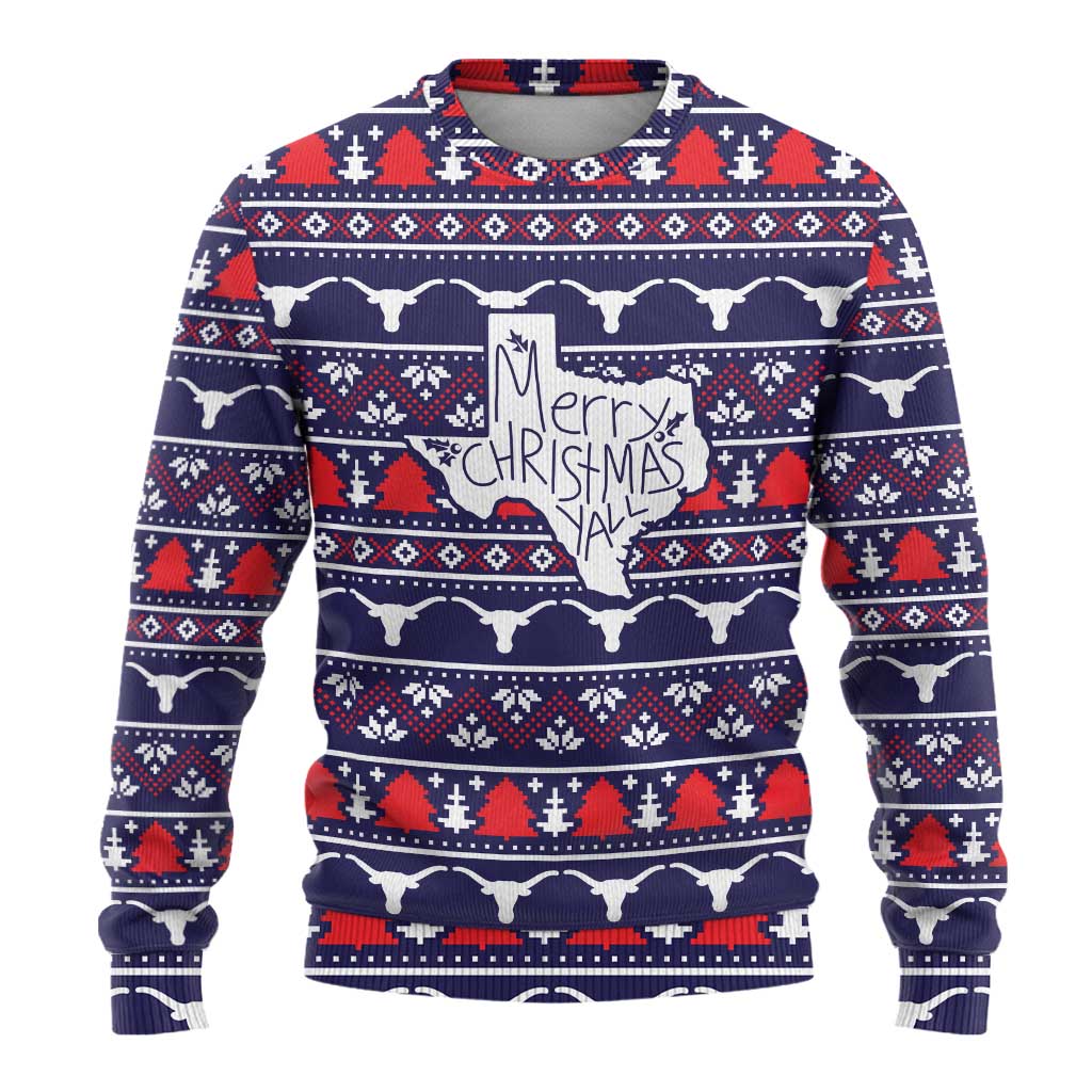 Merry Christmas Y'all Ugly Christmas Sweater Xmas Holiday Patterns - Wonder Print Shop