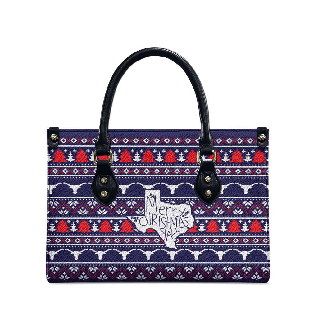 Merry Christmas Y'all Leather Bag Xmas Holiday Patterns - Wonder Print Shop