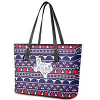 Merry Christmas Y'all Leather Tote Bag Xmas Holiday Patterns - Wonder Print Shop