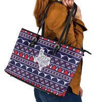 Merry Christmas Y'all Leather Tote Bag Xmas Holiday Patterns - Wonder Print Shop