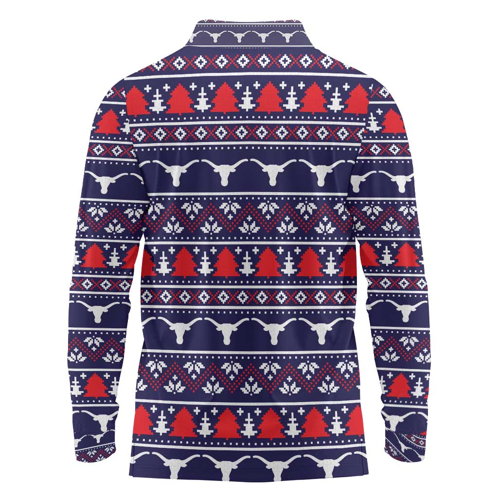 Merry Christmas Y'all Long Sleeve Polo Shirt Xmas Holiday Patterns - Wonder Print Shop