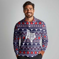 Merry Christmas Y'all Long Sleeve Polo Shirt Xmas Holiday Patterns - Wonder Print Shop