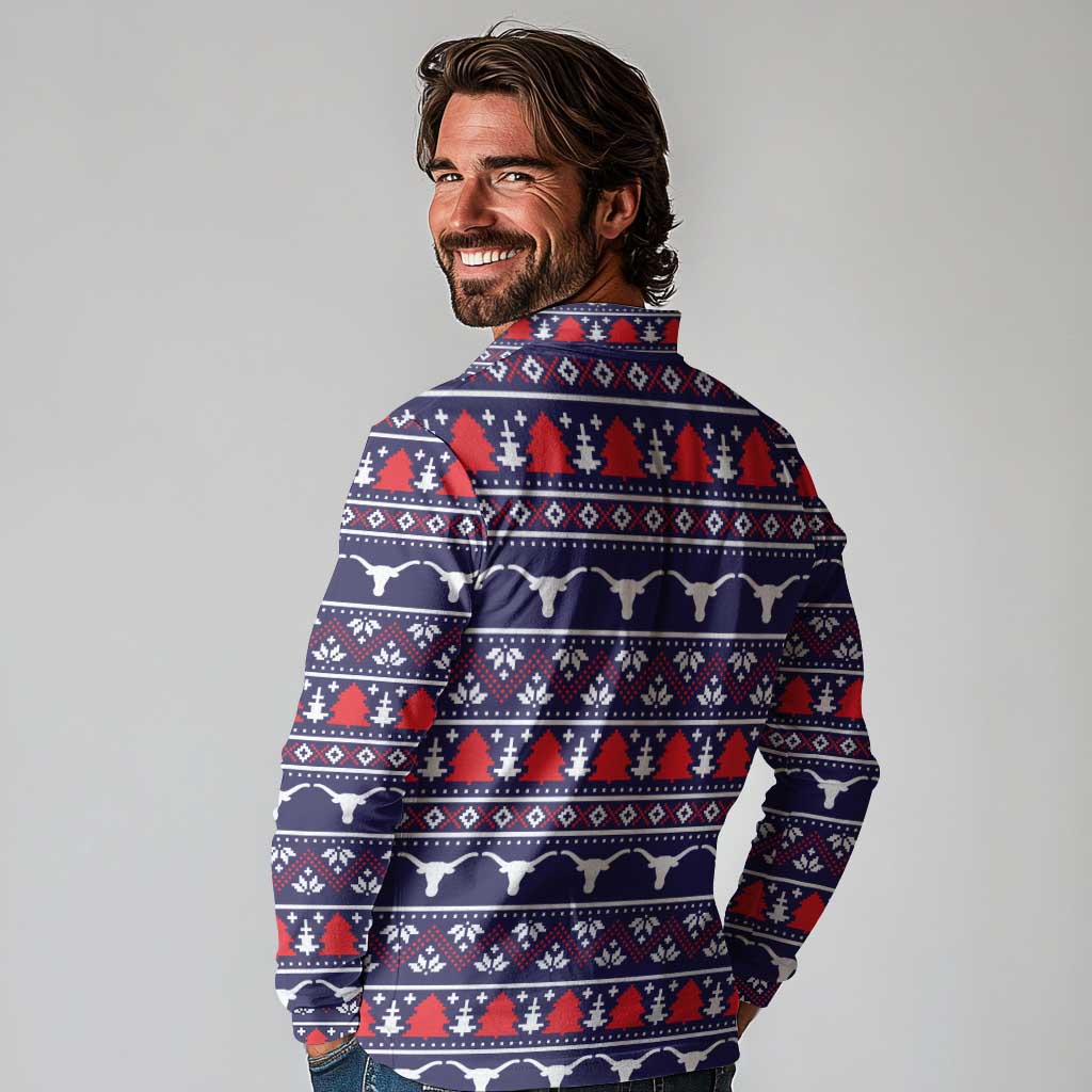 Merry Christmas Y'all Long Sleeve Polo Shirt Xmas Holiday Patterns - Wonder Print Shop