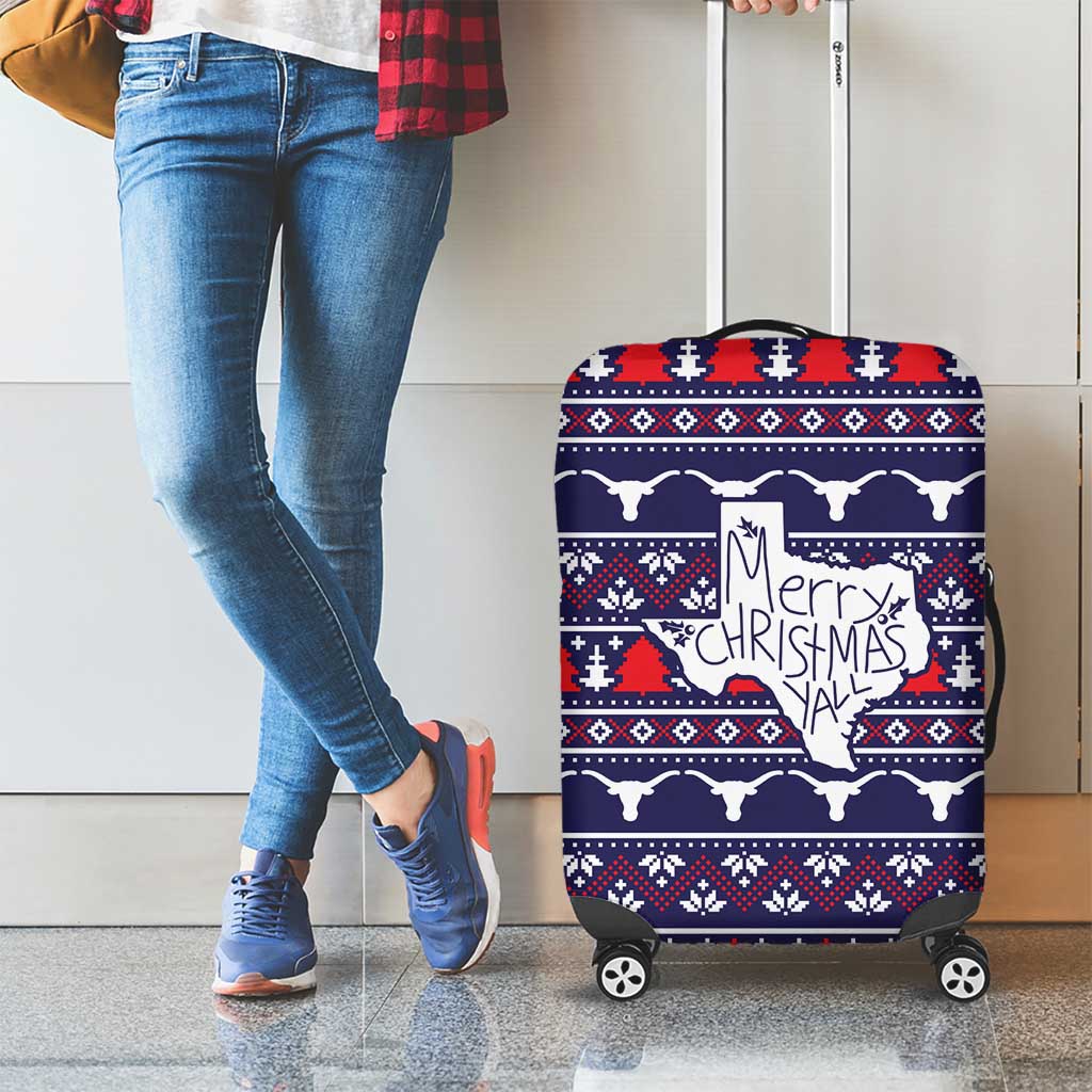 Merry Christmas Y'all Luggage Cover Xmas Holiday Patterns - Wonder Print Shop
