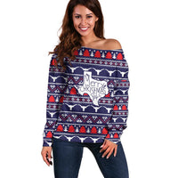Merry Christmas Y'all Off Shoulder Sweater Xmas Holiday Patterns - Wonder Print Shop