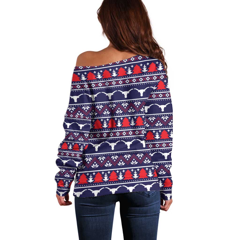 Merry Christmas Y'all Off Shoulder Sweater Xmas Holiday Patterns - Wonder Print Shop