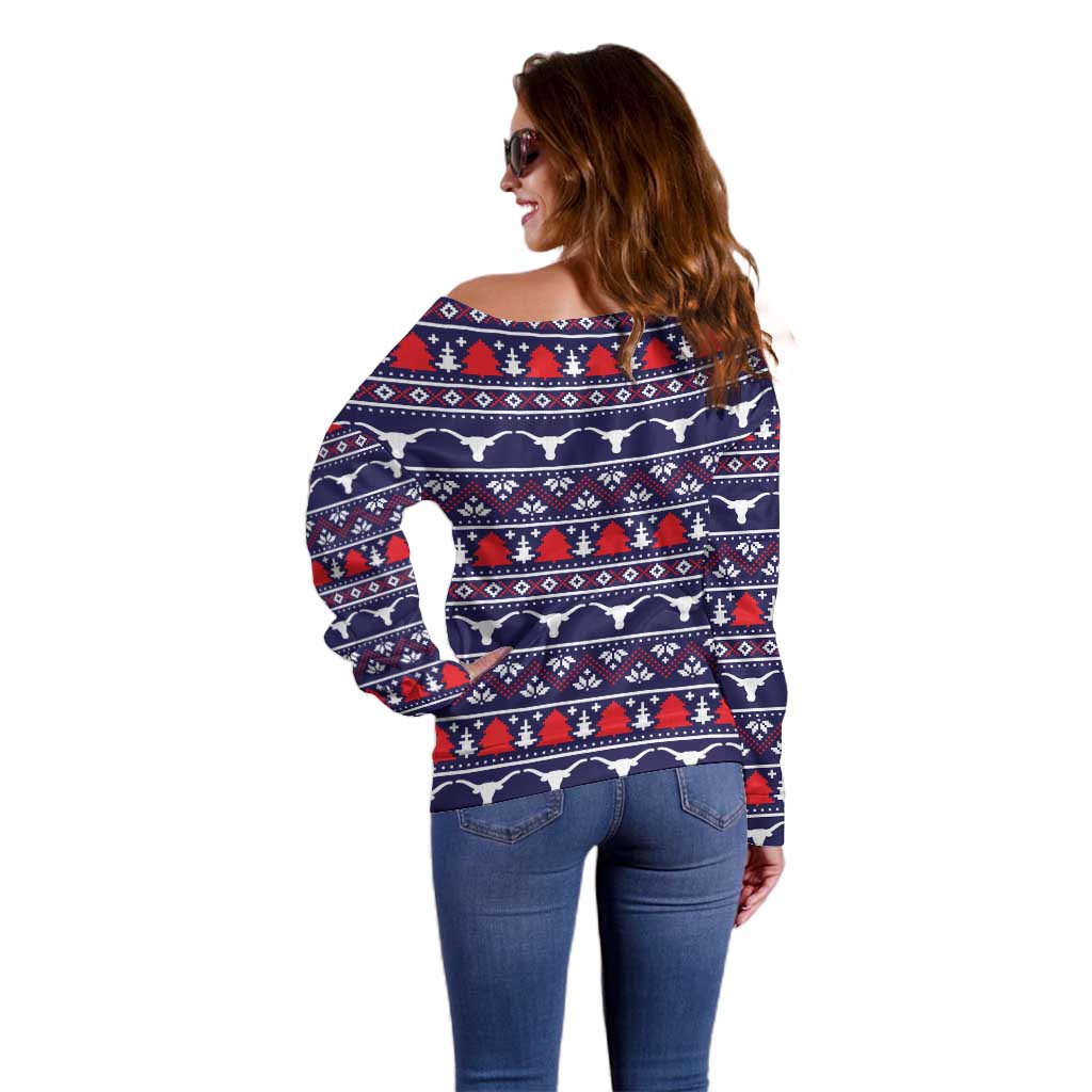 Merry Christmas Y'all Off Shoulder Sweater Xmas Holiday Patterns - Wonder Print Shop