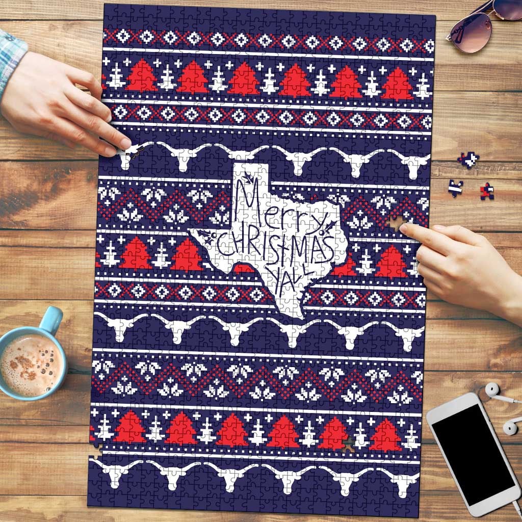 Merry Christmas Y'all Puzzle Xmas Holiday Patterns - Wonder Print Shop