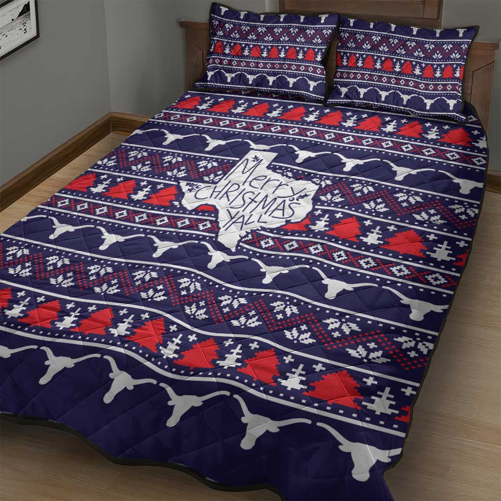 Merry Christmas Y'all Quilt Bed Set Xmas Holiday Patterns - Wonder Print Shop