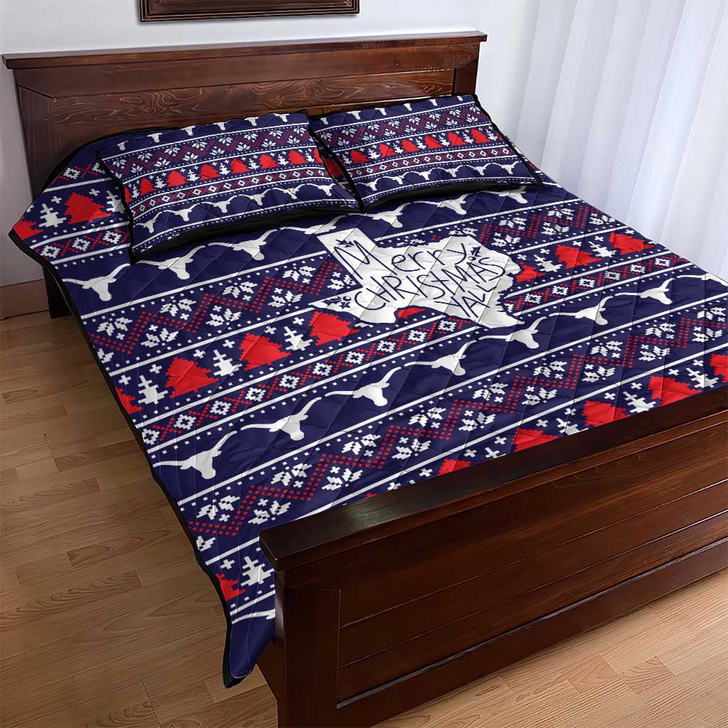 Merry Christmas Y'all Quilt Bed Set Xmas Holiday Patterns - Wonder Print Shop