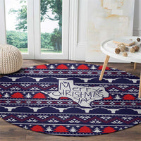 Merry Christmas Y'all Round Carpet Xmas Holiday Patterns - Wonder Print Shop