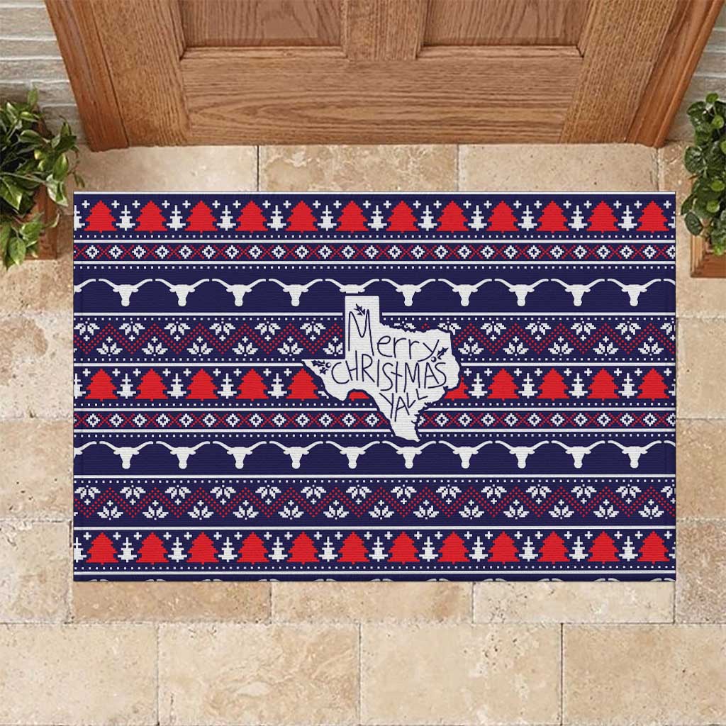 Merry Christmas Y'all Rubber Doormat Xmas Holiday Patterns - Wonder Print Shop