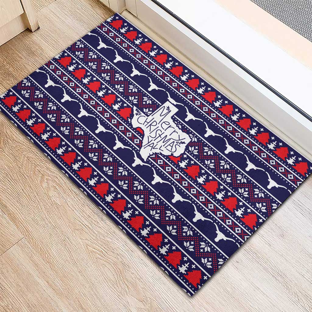 Merry Christmas Y'all Rubber Doormat Xmas Holiday Patterns - Wonder Print Shop
