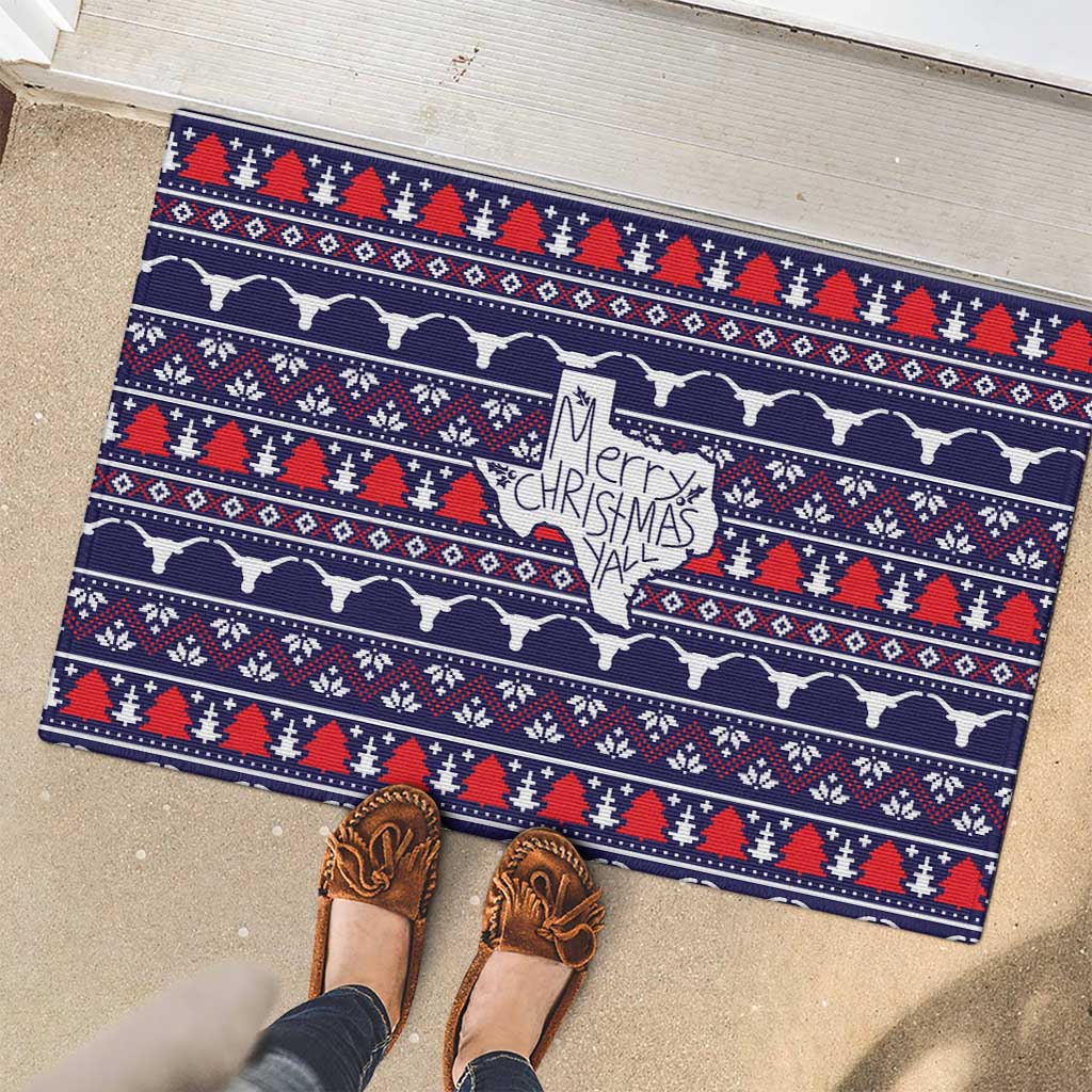 Merry Christmas Y'all Rubber Doormat Xmas Holiday Patterns - Wonder Print Shop