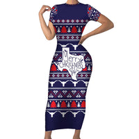 Merry Christmas Y'all Short Sleeve Bodycon Dress Xmas Holiday Patterns - Wonder Print Shop
