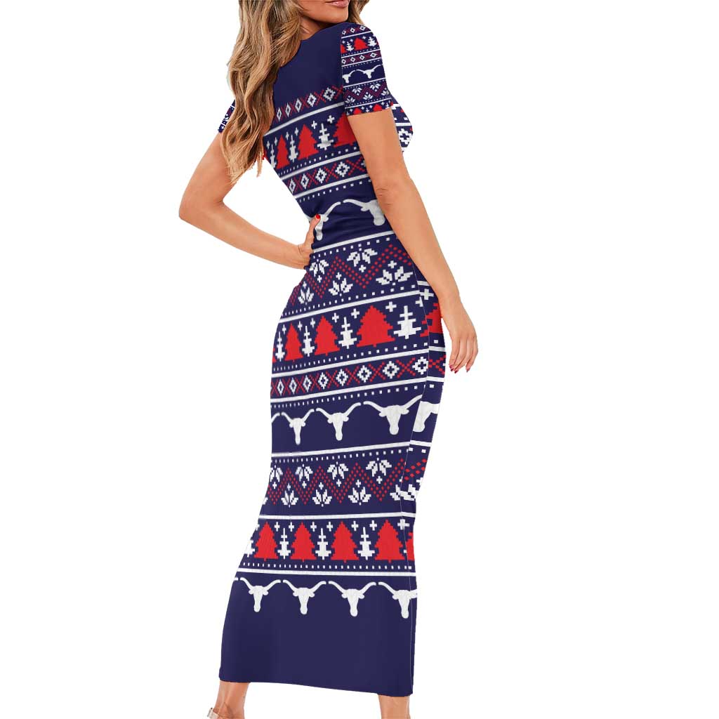 Merry Christmas Y'all Short Sleeve Bodycon Dress Xmas Holiday Patterns - Wonder Print Shop