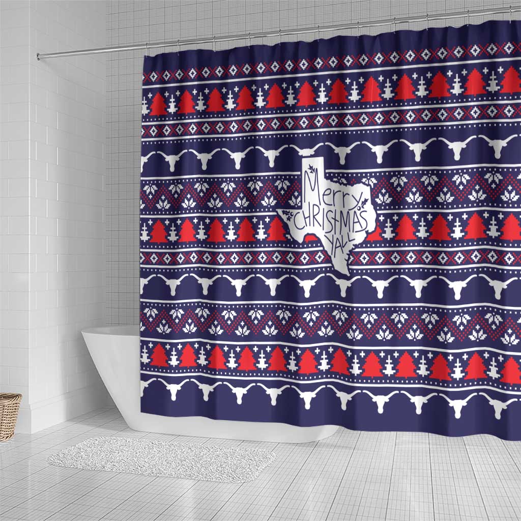 Merry Christmas Y'all Shower Curtain Xmas Holiday Patterns - Wonder Print Shop