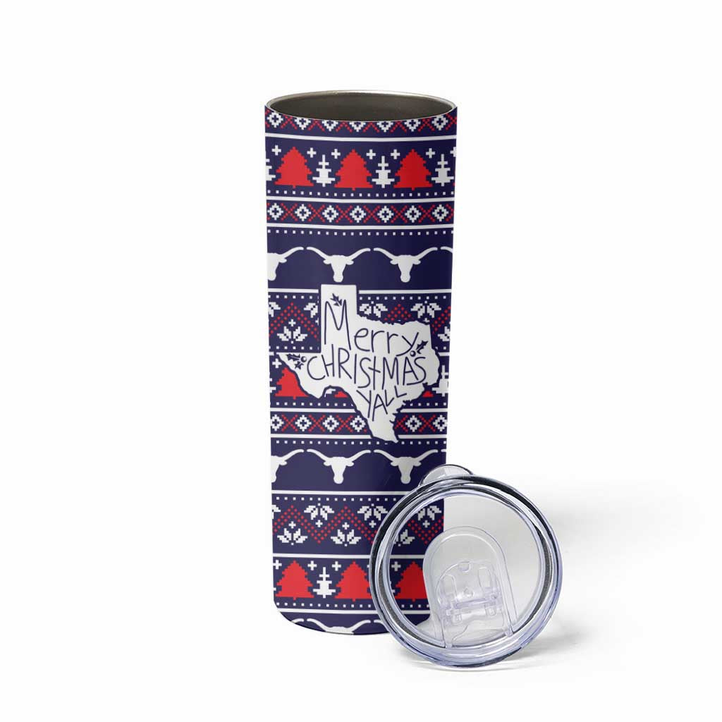 Merry Christmas Y'all Skinny Tumbler Xmas Holiday Patterns - Wonder Print Shop