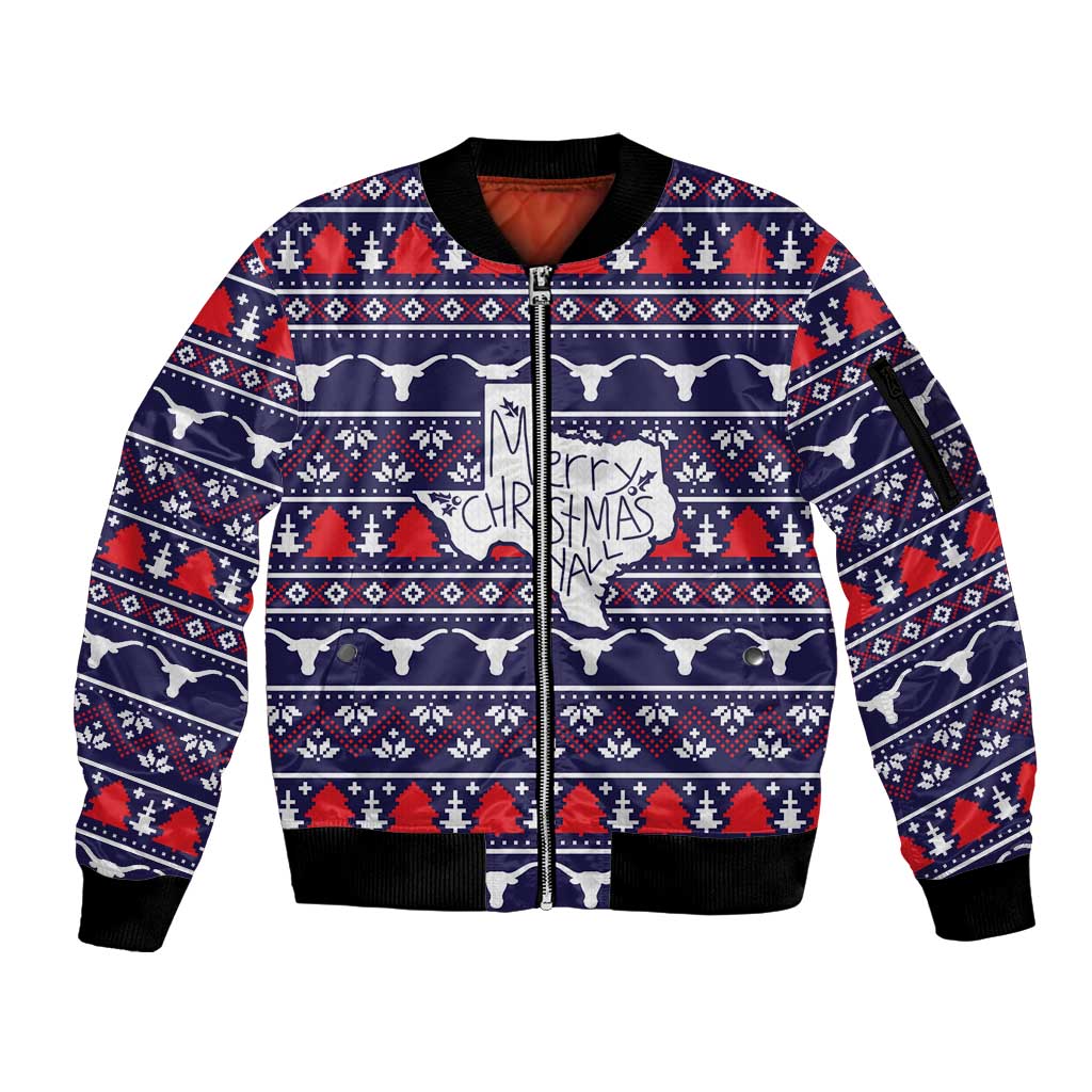 Merry Christmas Y'all Sleeve Zip Bomber Jacket Xmas Holiday Patterns - Wonder Print Shop